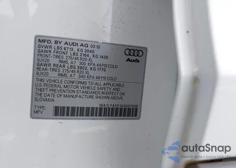 2010 Audi Q7 3.6 Premium из США, поврежденный, VIN WA1LYAFE1AD007008